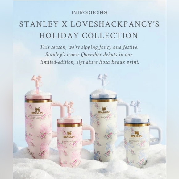 The Stanley X LoveShackFancy Holiday Quencher | 40 OZ - Rosa Beaux Blue - Picture 6 of 9